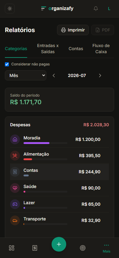 Organizafy no celular